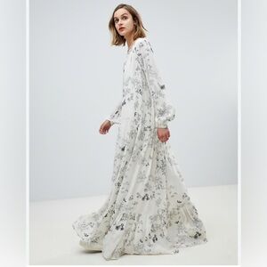 Essentiel Antwerp Floral Maxi Dress UK 38 / US 6 New Boho Off White Black